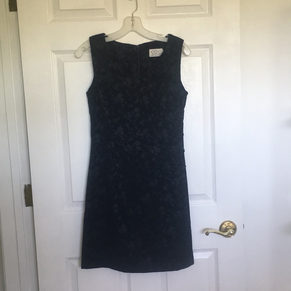 CDC NAVY EMBOSSED VELVET FORMAL DRESS